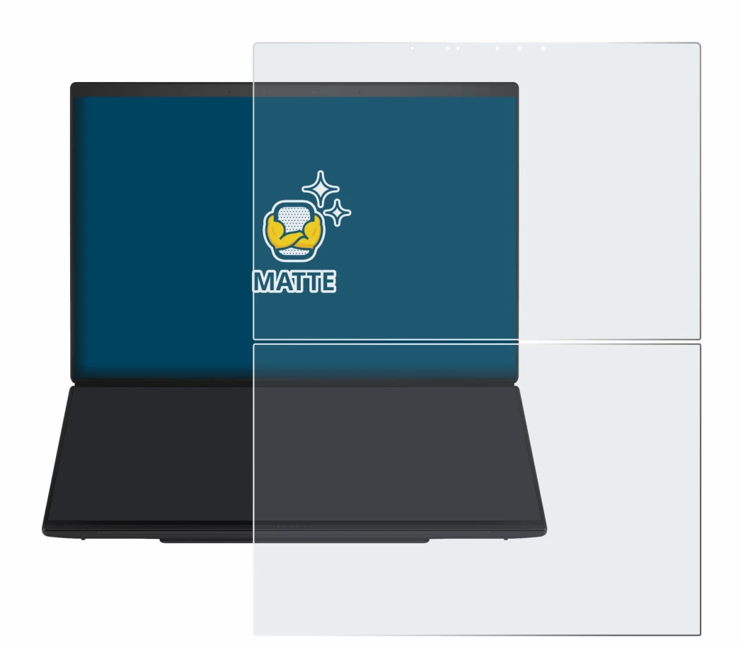 Image of the device ASUS ZenBook Duo UX8407 with a wide variety of screen protectors.
