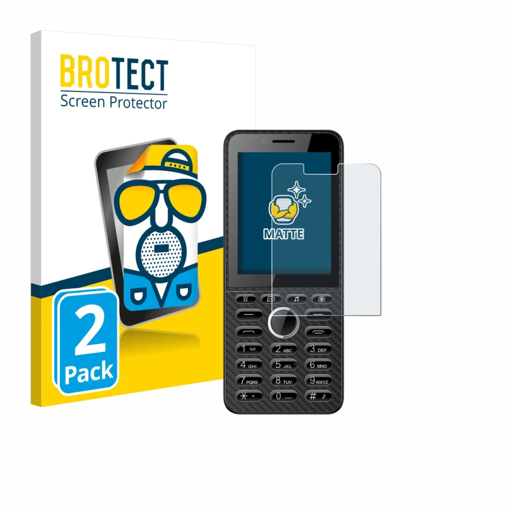 Front side of a product packaging with the brand logo BROTECT. Next to it is the device Energizer E288S shown with the corresp