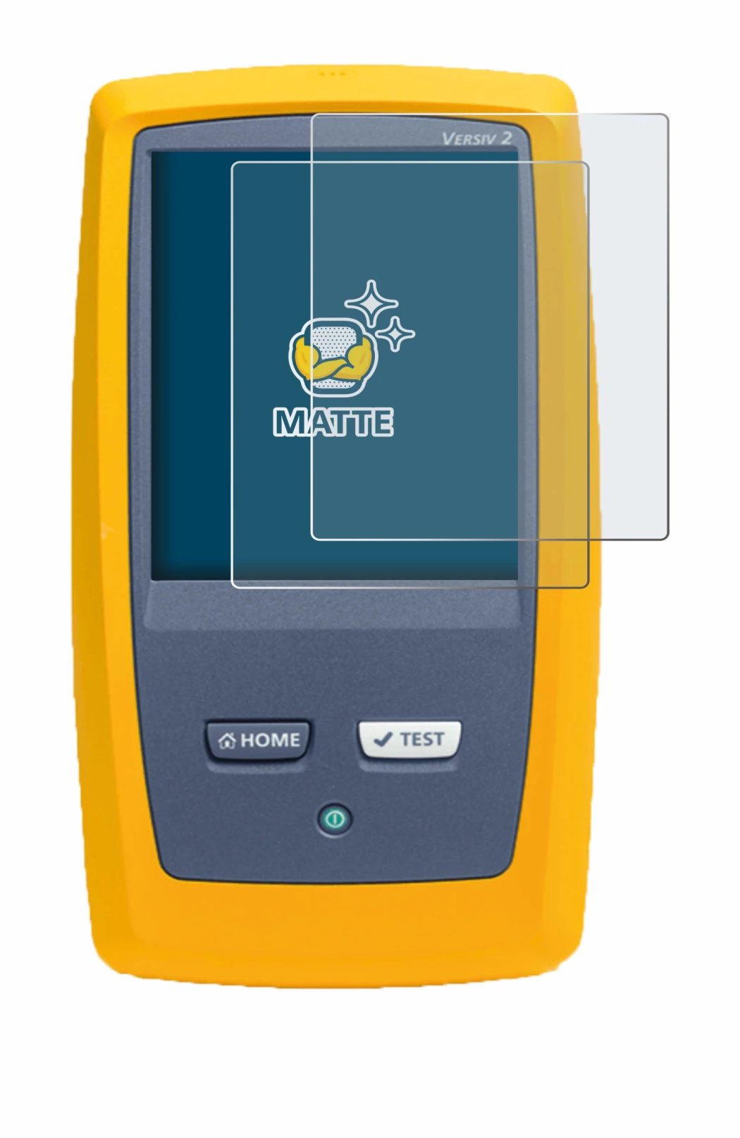 Image of the device Fluke DSX8000 with a wide variety of screen protectors.