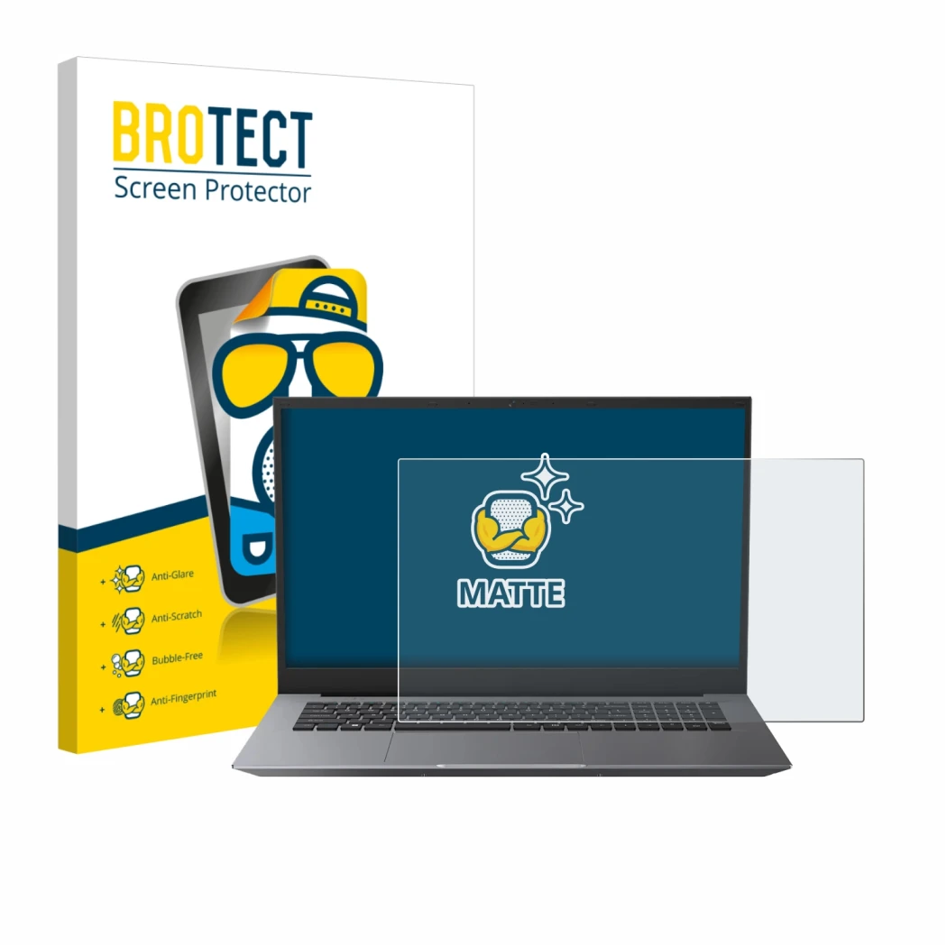 Front side of a product packaging with the brand logo BROTECT. Next to it is the device Blackview Acebook 10 18.5