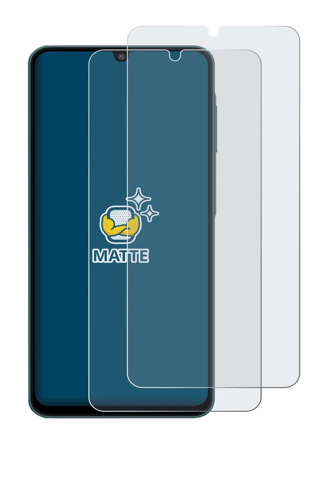 Image of the device Samsung Galaxy F07 with a wide variety of screen protectors.