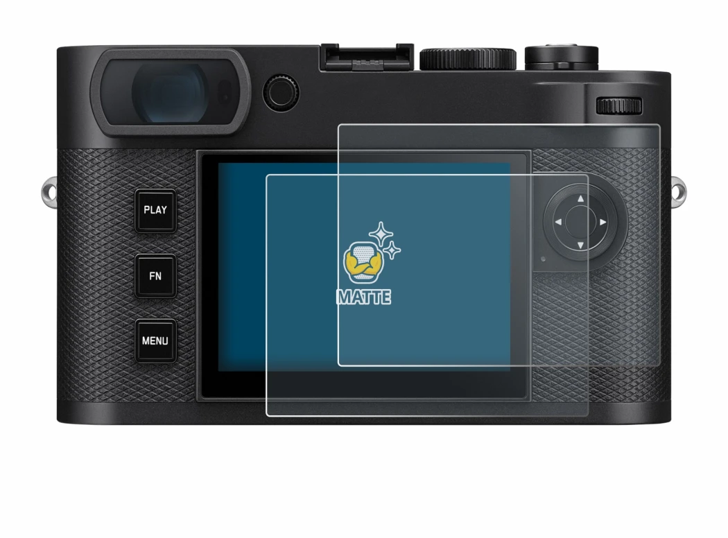 Image of the device Leica M EV1 with a wide variety of screen protectors.