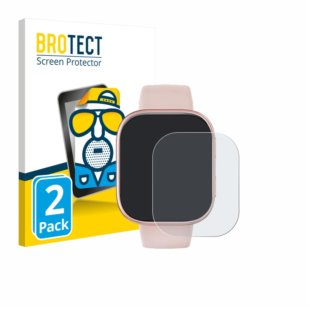 Front side of a product packaging with the brand logo BROTECT. Next to it is the device Doomixs Smartwatch T7 1.83
