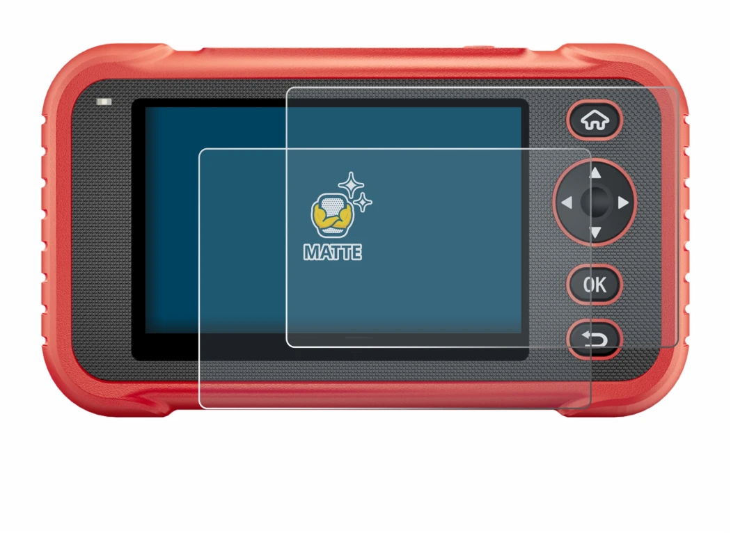 Image of the device Launch CRP129E Plus with a wide variety of screen protectors.