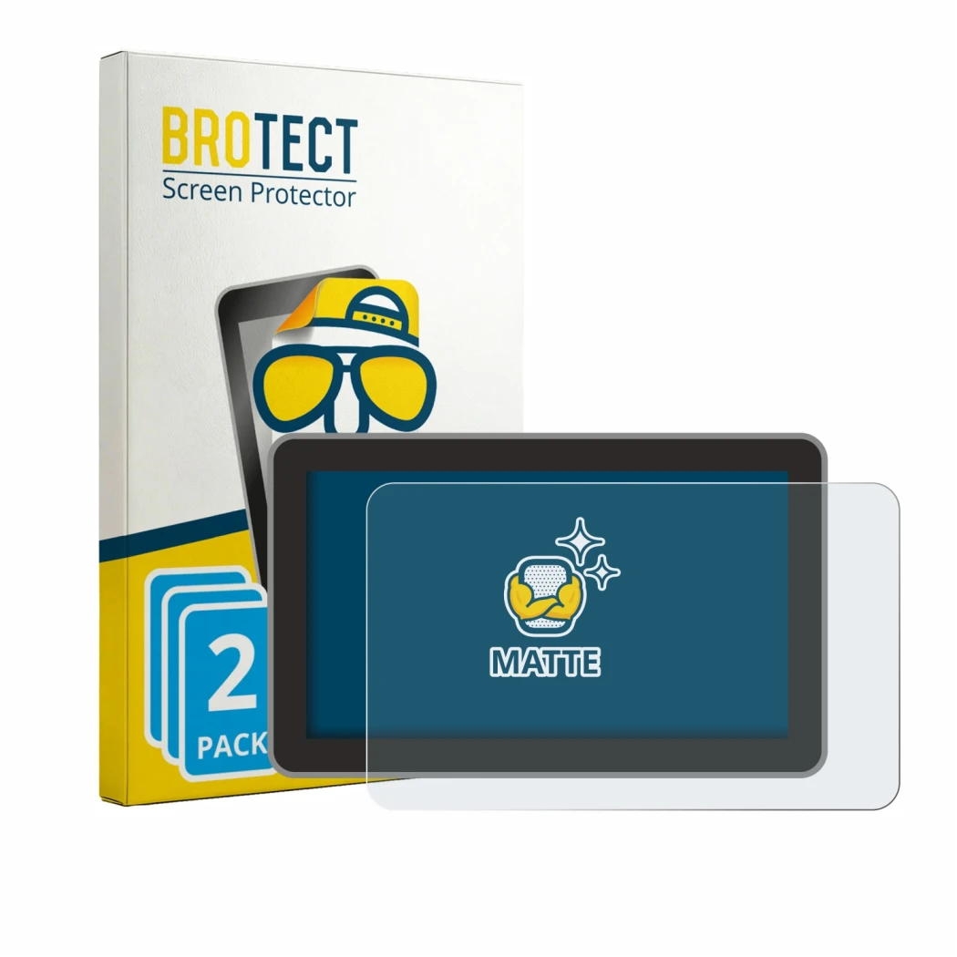 Front side of a product packaging with the brand logo BROTECT. Next to it is the device Bambu Lab H2C shown with the correspon