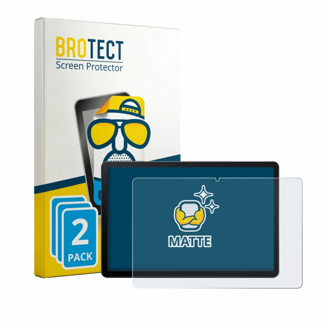 Front side of a product packaging with the brand logo BROTECT. Next to it is the device Acer Iconia V11-22M shown with the cor