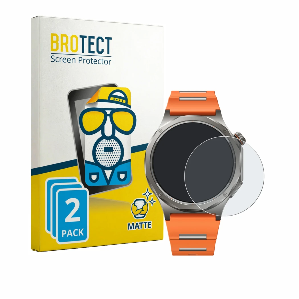 Front side of a product packaging with the brand logo BROTECT. Next to it is the device Oppo Watch X3 shown with the correspon