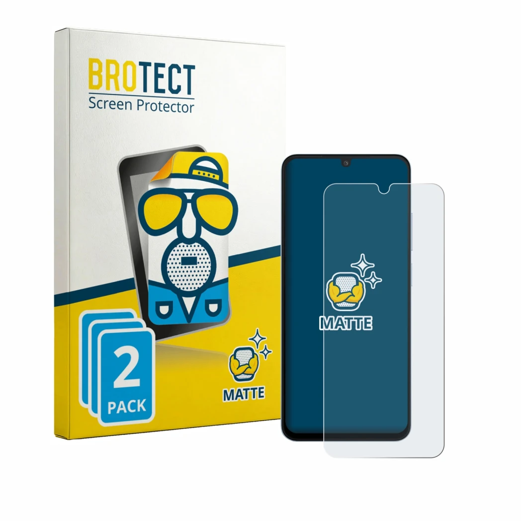 Front side of a product packaging with the brand logo BROTECT. Next to it is the device Xiaomi Poco C81x shown with the corres