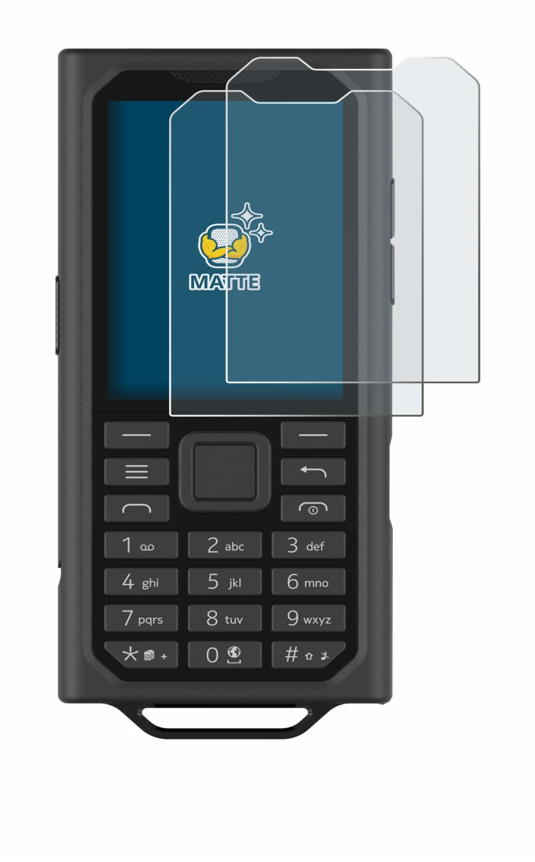 Image of the device HMD Terra M with a wide variety of screen protectors.