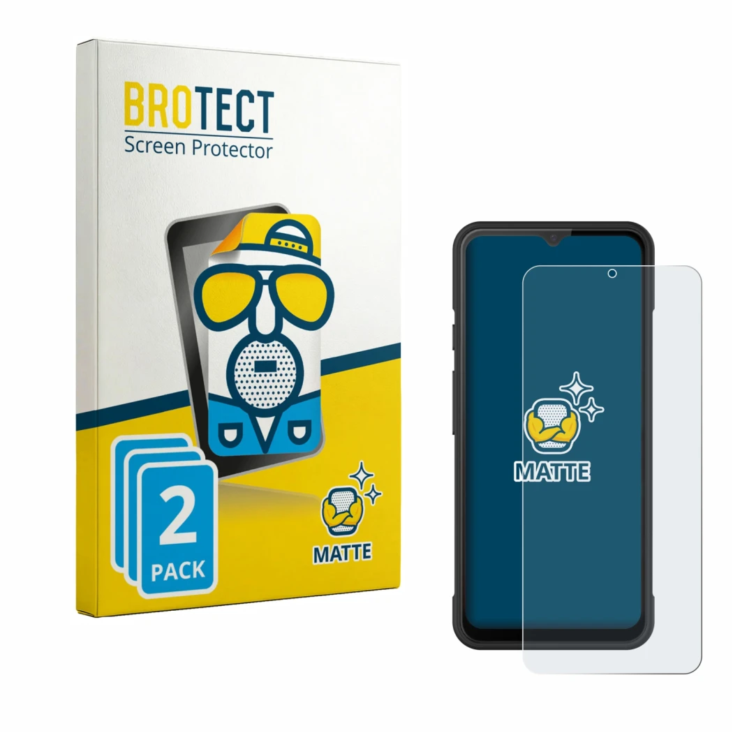 Front side of a product packaging with the brand logo BROTECT. Next to it is the device iMin Swift 1 Pro shown with the corres