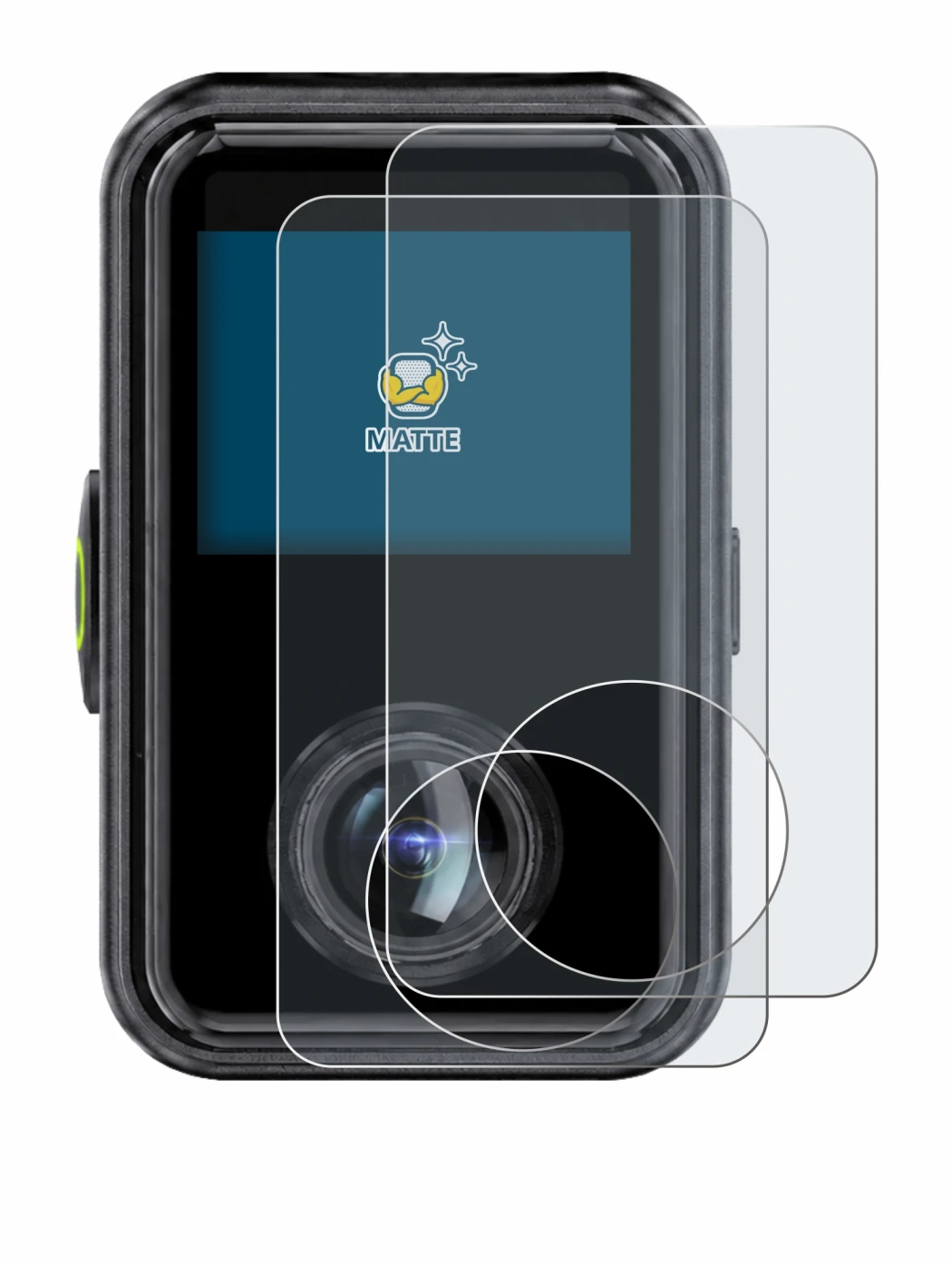Image of the device Vantrue E360 Ace with a wide variety of screen protectors.