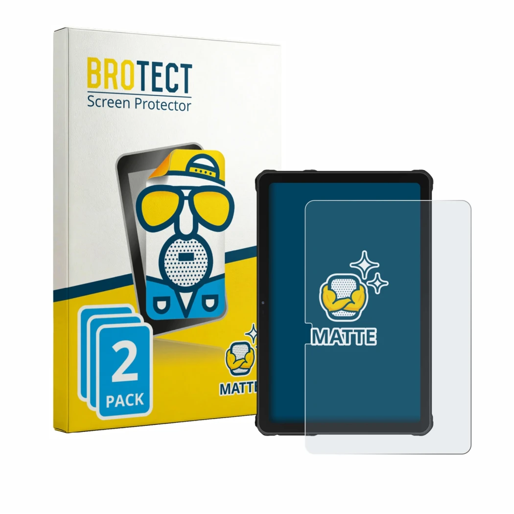 Front side of a product packaging with the brand logo BROTECT. Next to it is the device Oukitel RT10 shown with the correspond