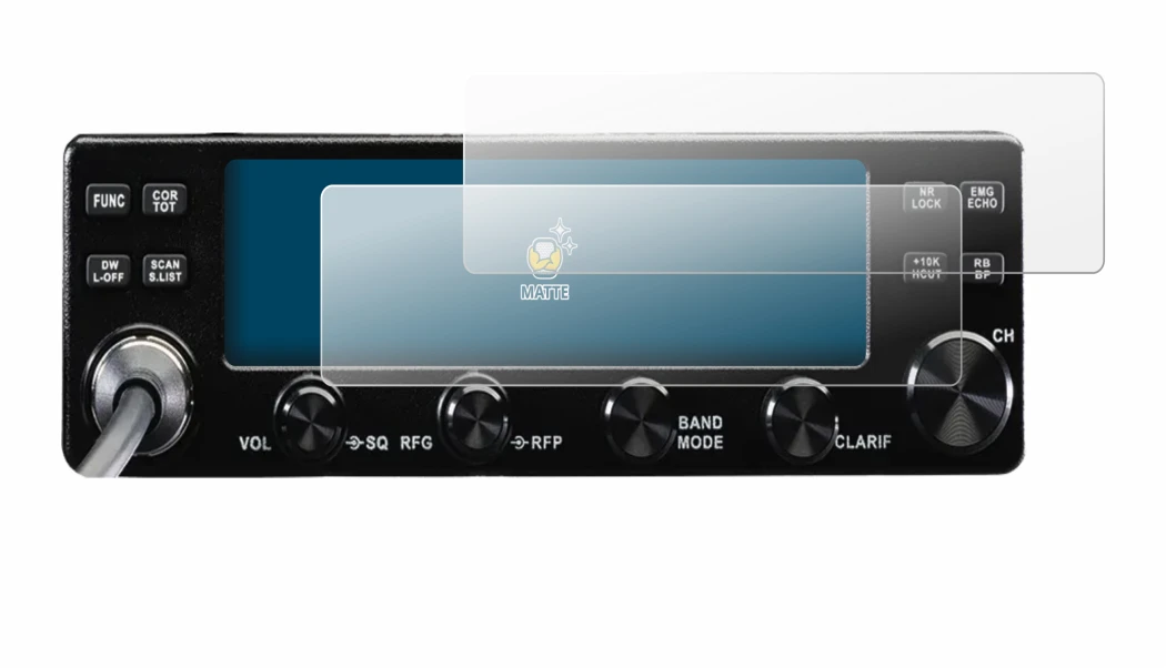 Image of the device Midland 8001 Pro with a wide variety of screen protectors.