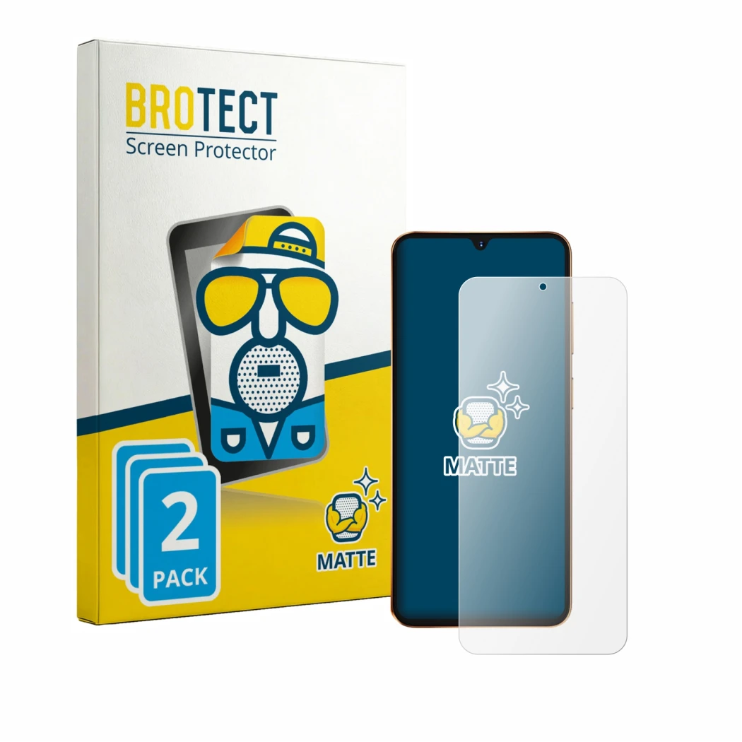 Front side of a product packaging with the brand logo BROTECT. Next to it is the device Hotwav A17 Pro Max shown with the corr