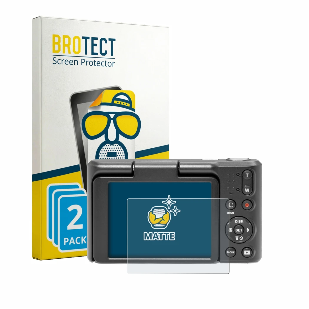 Front side of a product packaging with the brand logo BROTECT. Next to it is the device Kodak Pixpro C1 shown with the corresp