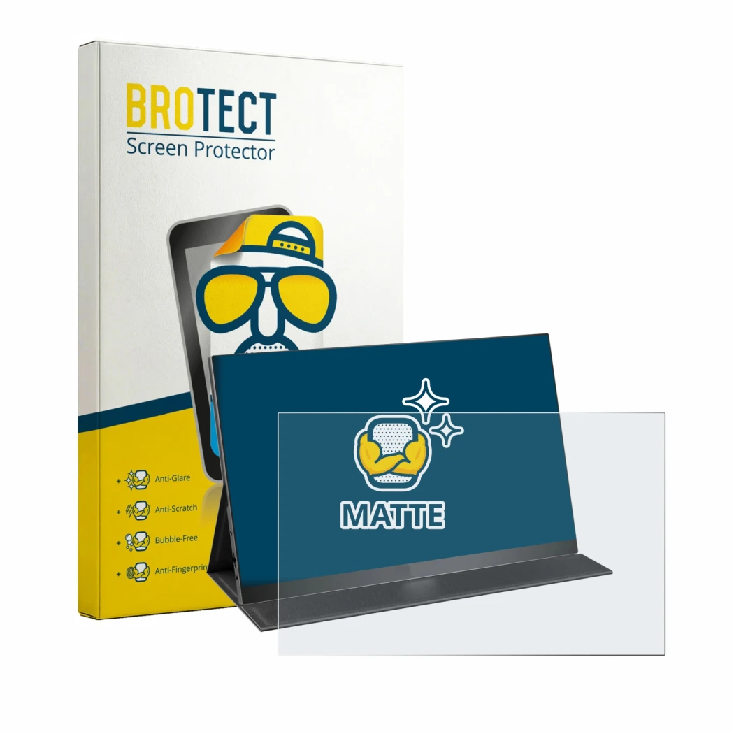Front side of a product packaging with the brand logo BROTECT. Next to it is the device Yodoit PTM16 16