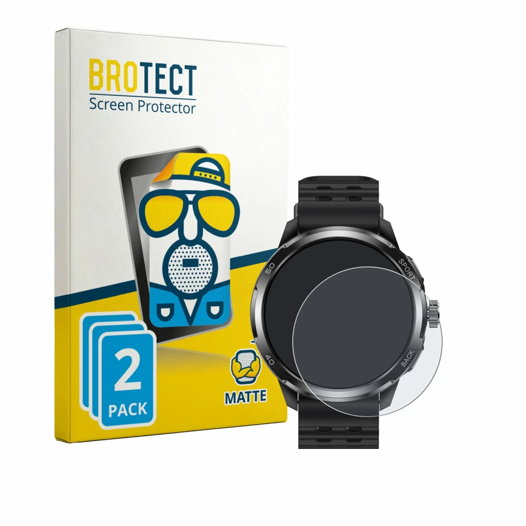 Front side of a product packaging with the brand logo BROTECT. Next to it is the device Ulefone Armor Watch Pro shown with the