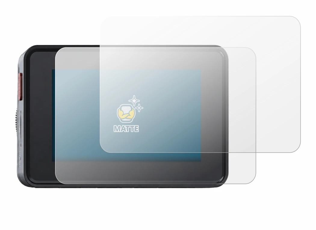 Image of the device Vantrue Element 2 with a wide variety of screen protectors.