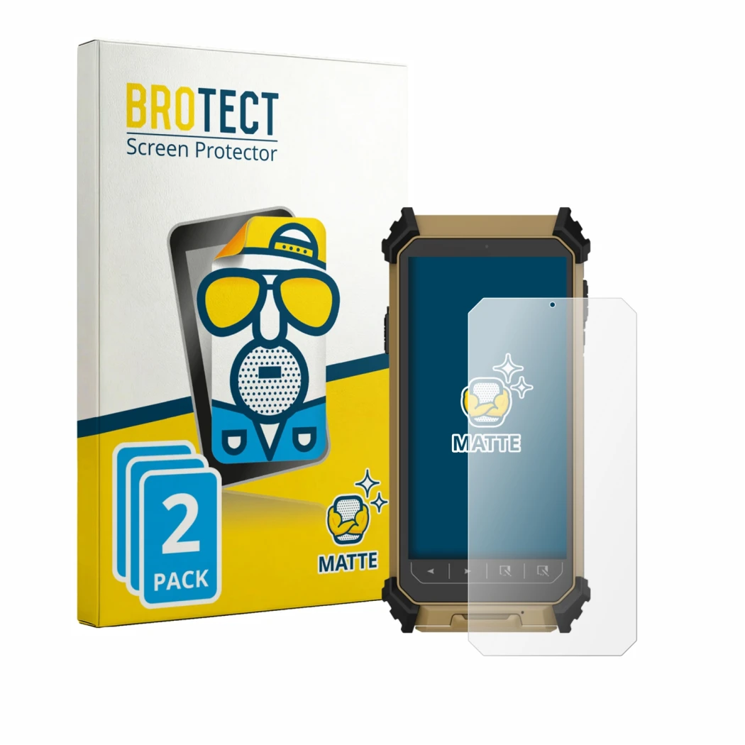 Front side of a product packaging with the brand logo BROTECT. Next to it is the device DT Research DT361DM (portrait) shown w