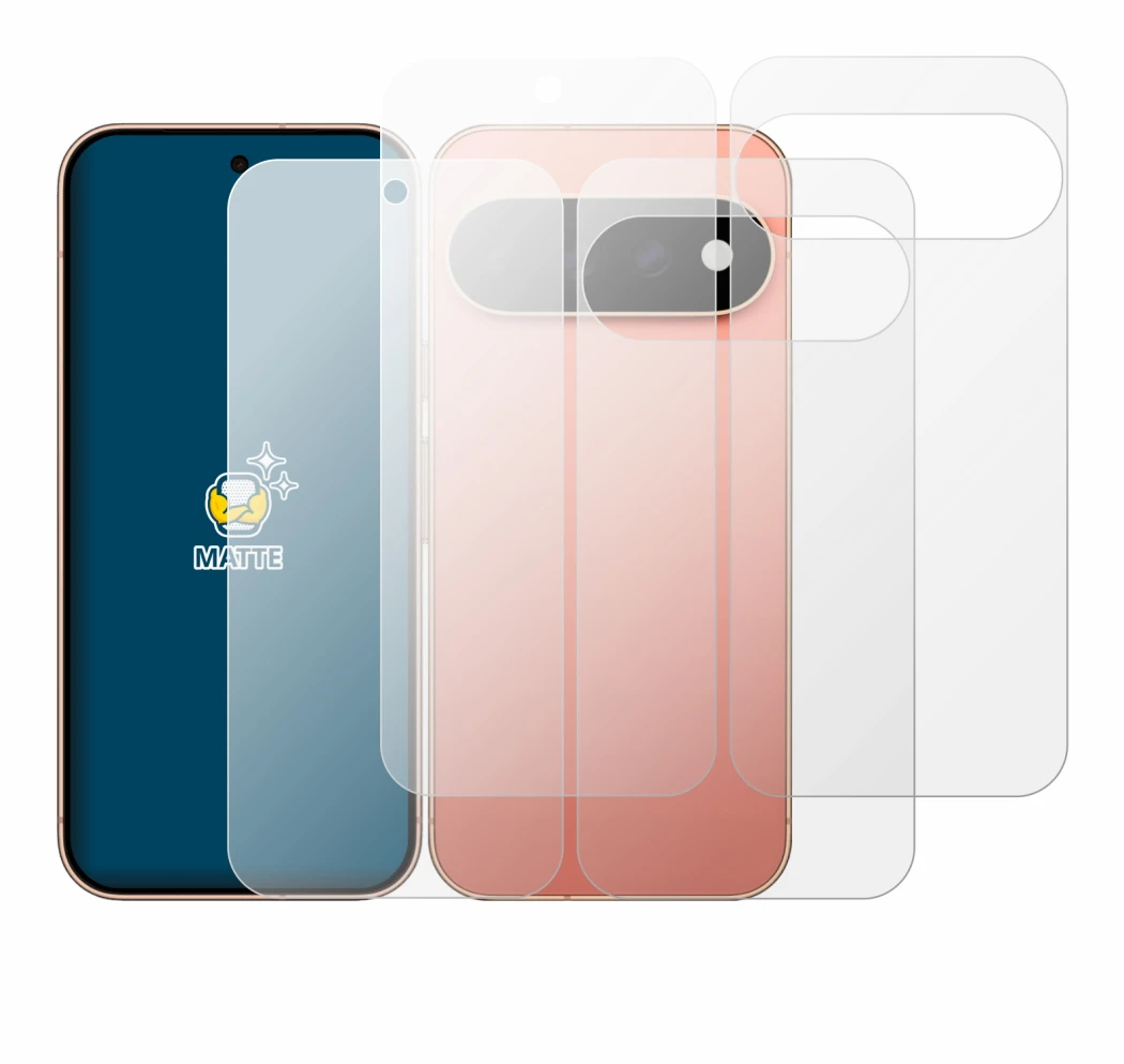 Image of the device Google Pixel 11 Pro (Front+Back) with a wide variety of screen protectors.