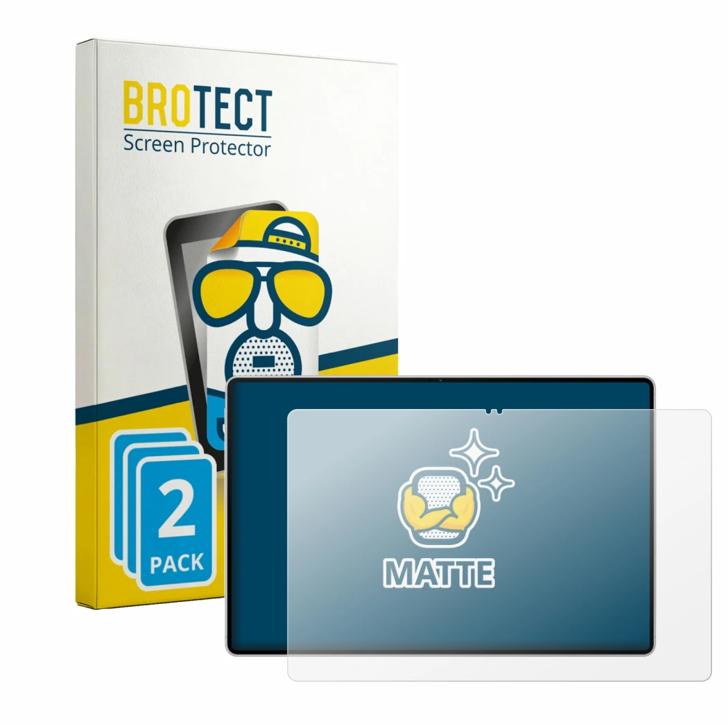 Front side of a product packaging with the brand logo BROTECT. Next to it is the device Huawei MatePad Pro 12 2026 shown with