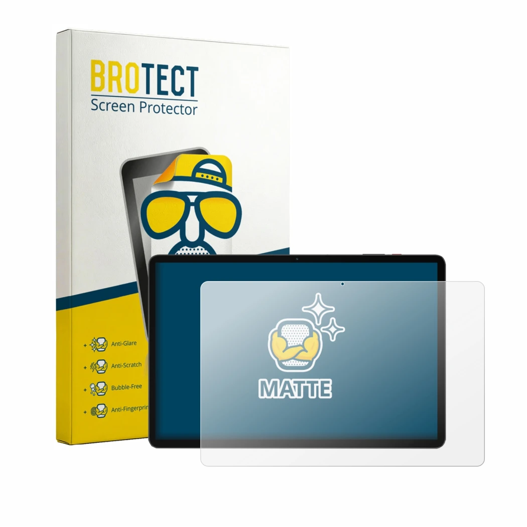 Front side of a product packaging with the brand logo BROTECT. Next to it is the device DOOGEE U14 shown with the correspondin