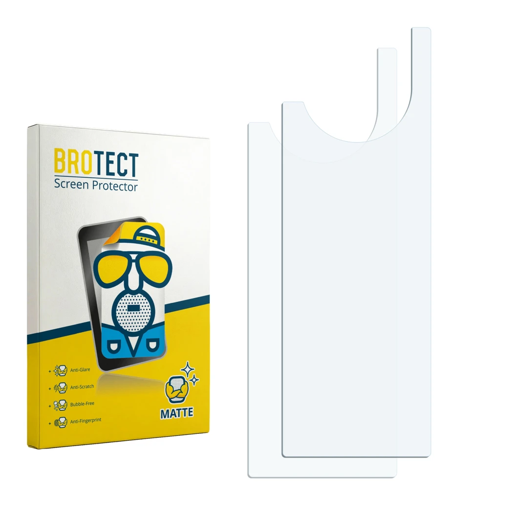 Front side of a product packaging with the brand logo BROTECT. Next to it is the corresponding screen protector.