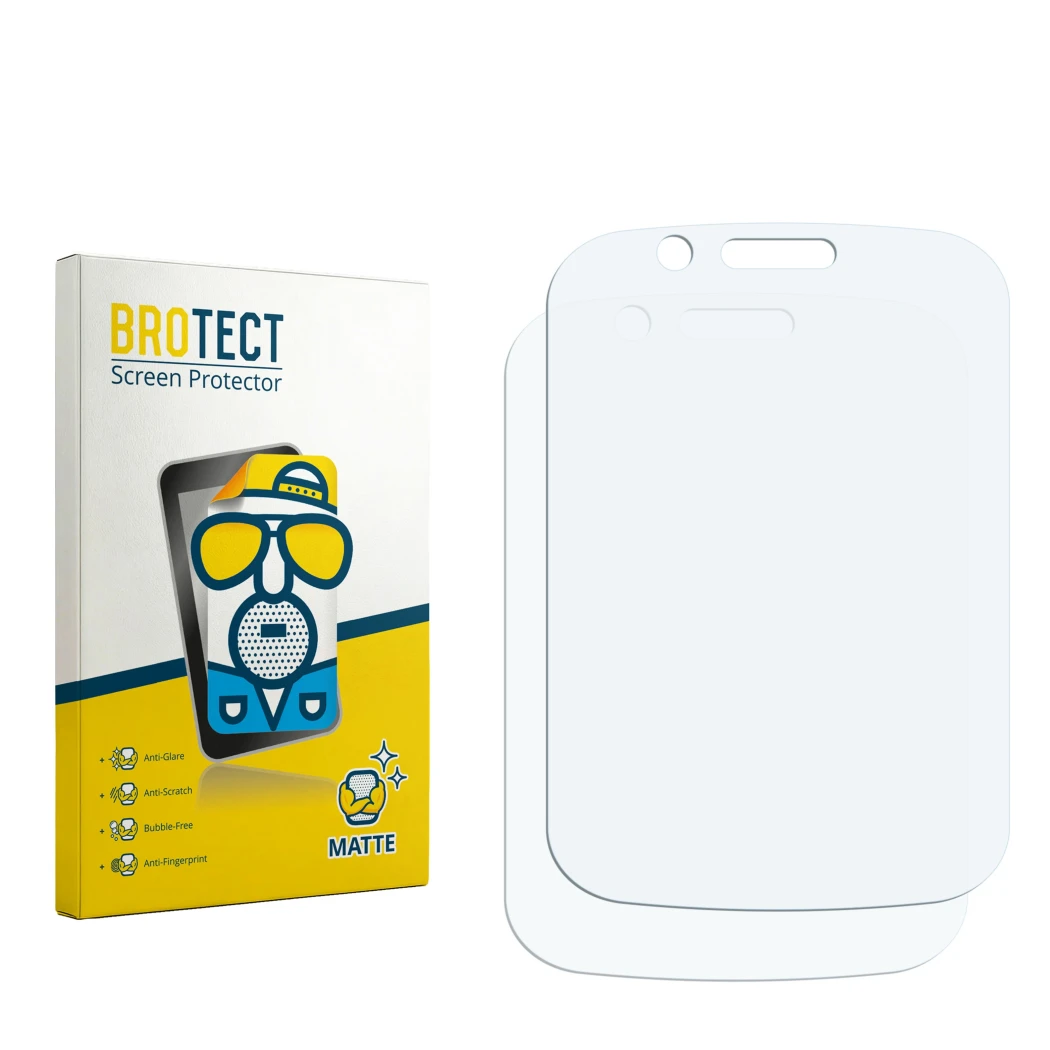 Front side of a product packaging with the brand logo BROTECT. Next to it is the corresponding screen protector.