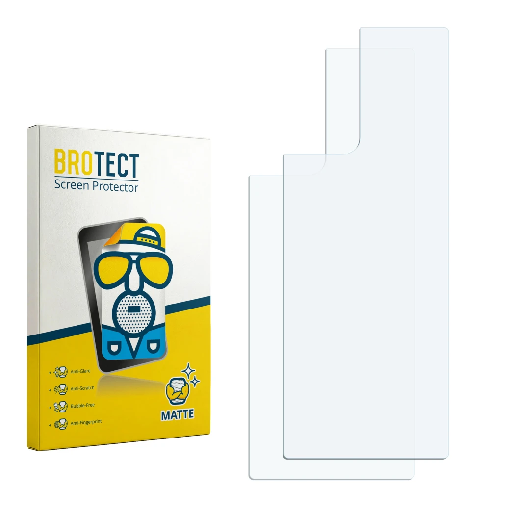 Front side of a product packaging with the brand logo BROTECT. Next to it is the corresponding screen protector.