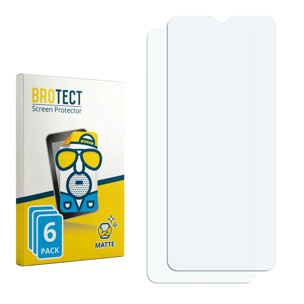 Front side of a product packaging with the brand logo BROTECT. Next to it is the corresponding screen protector.