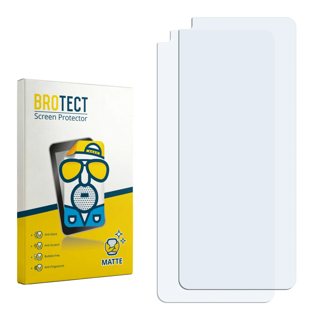 Front side of a product packaging with the brand logo BROTECT. Next to it is the corresponding screen protector.