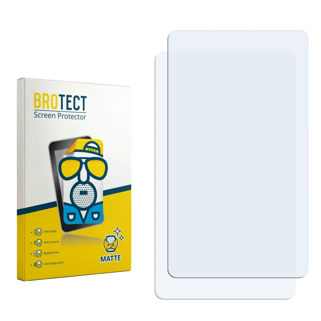 Front side of a product packaging with the brand logo BROTECT. Next to it is the corresponding screen protector.