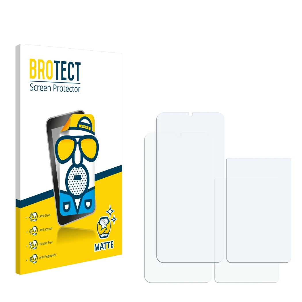 Front side of a product packaging with the brand logo BROTECT. Next to it is the corresponding screen protector.