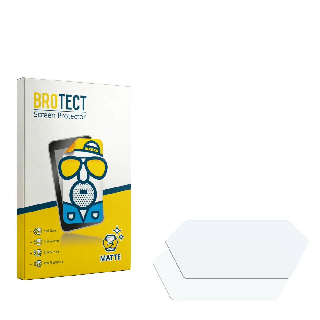 Front side of a product packaging with the brand logo BROTECT. Next to it is the corresponding screen protector.