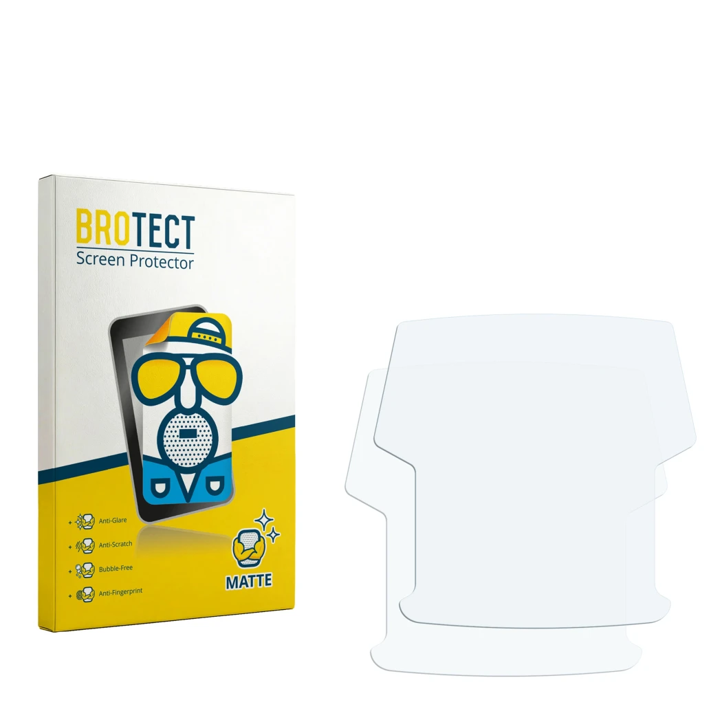 Front side of a product packaging with the brand logo BROTECT. Next to it is the corresponding screen protector.