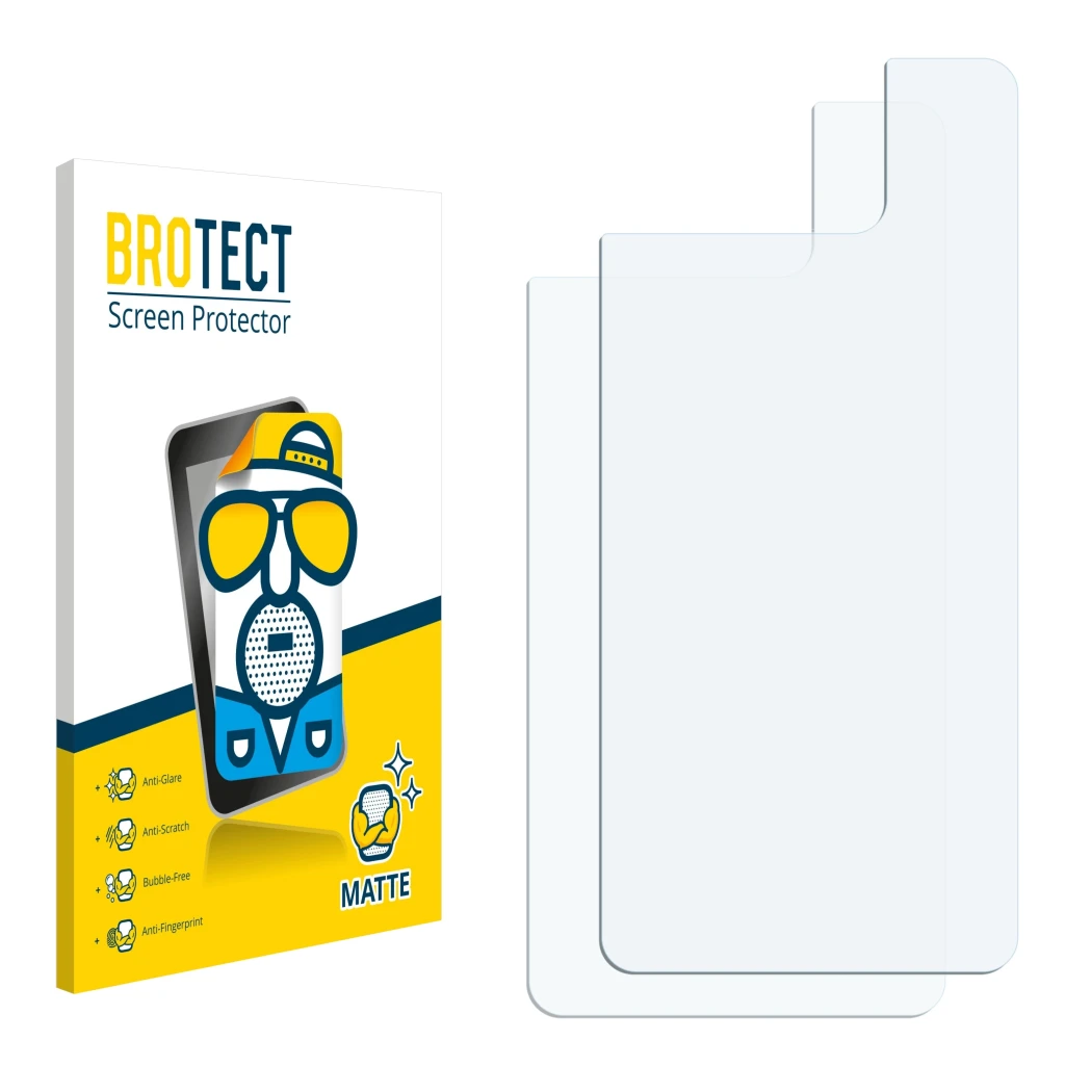 Front side of a product packaging with the brand logo BROTECT. Next to it is the corresponding screen protector.