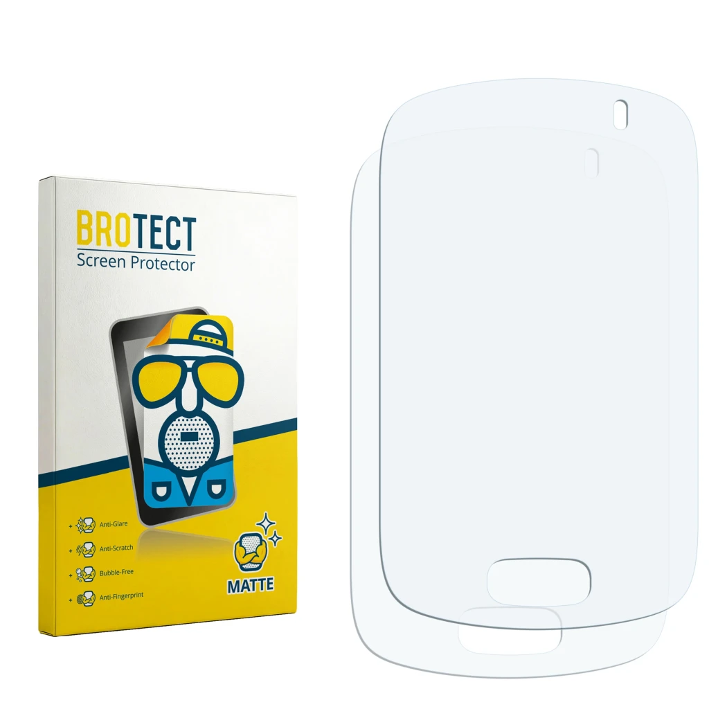 Front side of a product packaging with the brand logo BROTECT. Next to it is the corresponding screen protector.