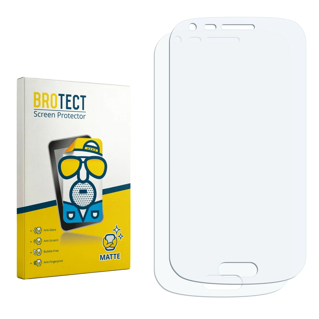 Front side of a product packaging with the brand logo BROTECT. Next to it is the corresponding screen protector.