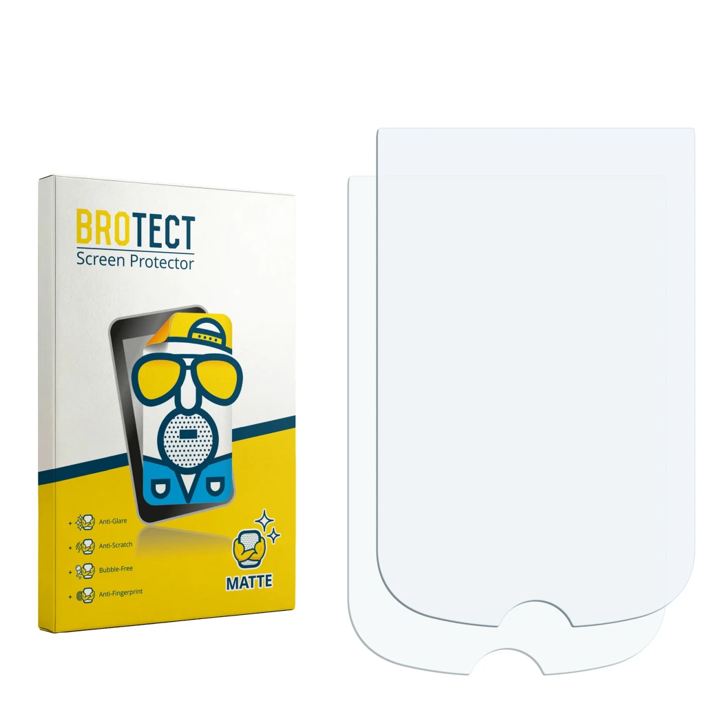 Front side of a product packaging with the brand logo BROTECT. Next to it is the corresponding screen protector.