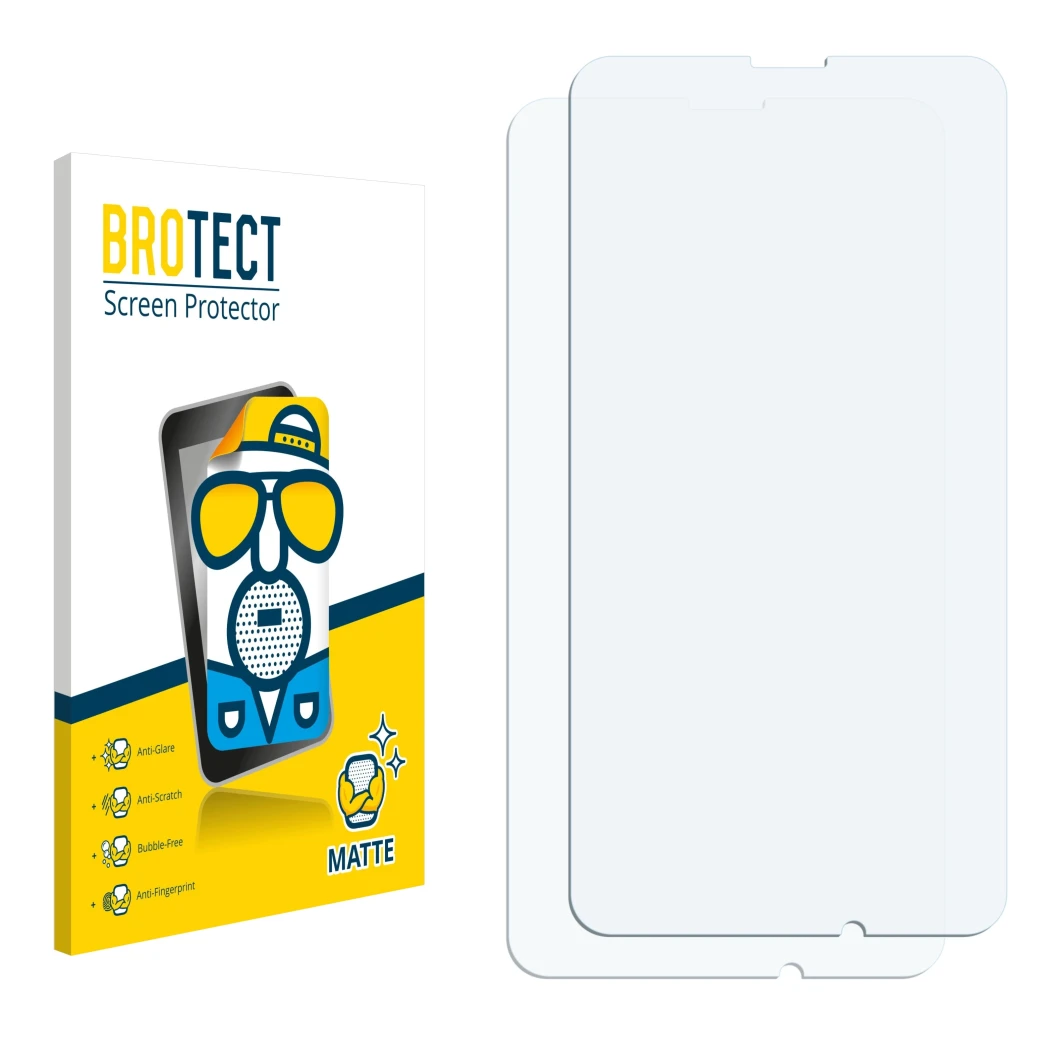 Front side of a product packaging with the brand logo BROTECT. Next to it is the corresponding screen protector.