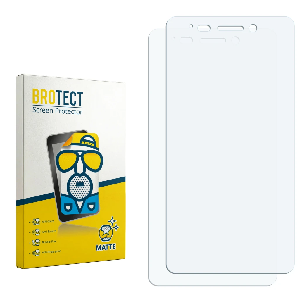 Front side of a product packaging with the brand logo BROTECT. Next to it is the corresponding screen protector.