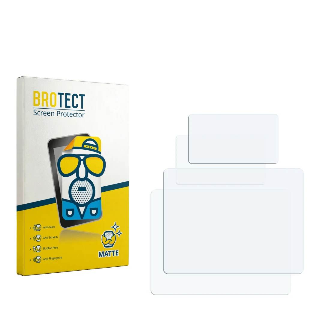 Front side of a product packaging with the brand logo BROTECT. Next to it is the corresponding screen protector.