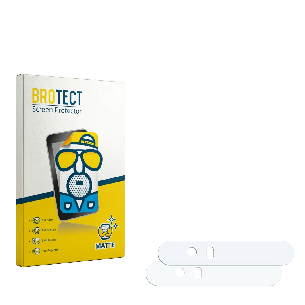Front side of a product packaging with the brand logo BROTECT. Next to it is the corresponding screen protector.