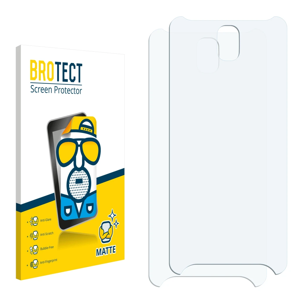 Front side of a product packaging with the brand logo BROTECT. Next to it is the corresponding screen protector.