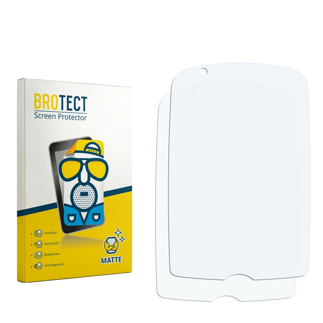 Front side of a product packaging with the brand logo BROTECT. Next to it is the corresponding screen protector.
