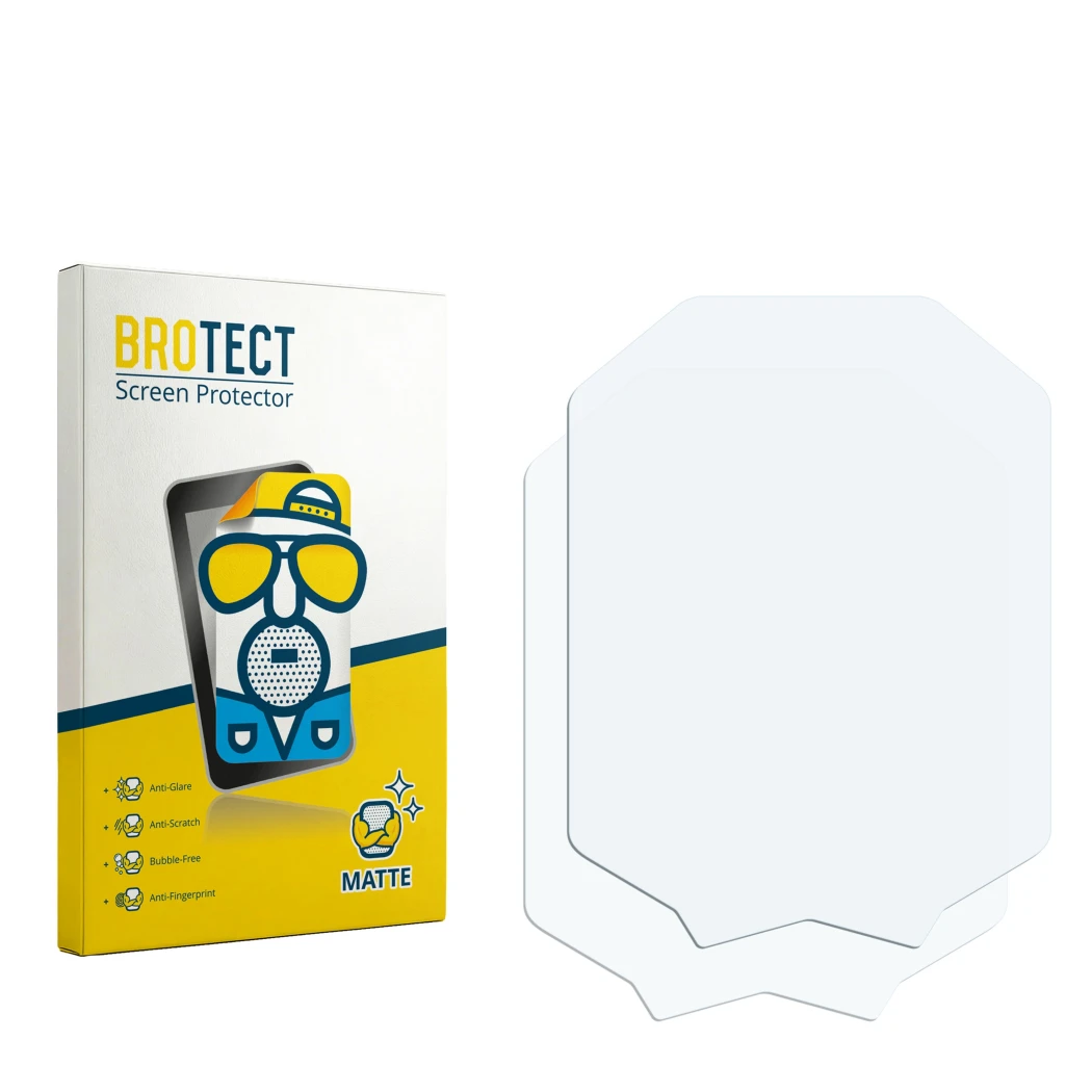 Front side of a product packaging with the brand logo BROTECT. Next to it is the corresponding screen protector.