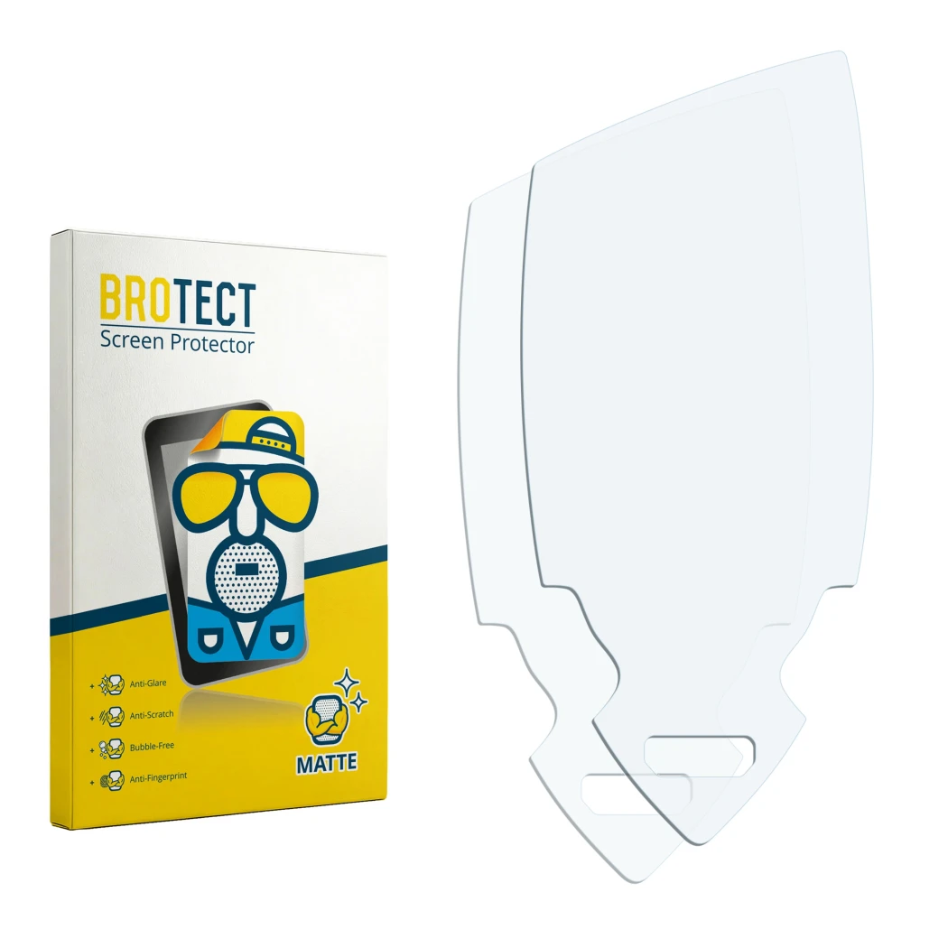 Front side of a product packaging with the brand logo BROTECT. Next to it is the corresponding screen protector.