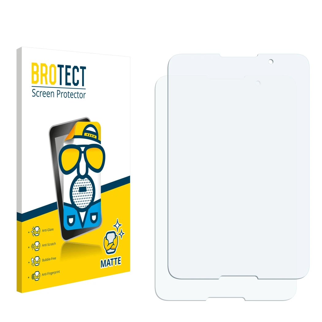 Front side of a product packaging with the brand logo BROTECT. Next to it is the corresponding screen protector.