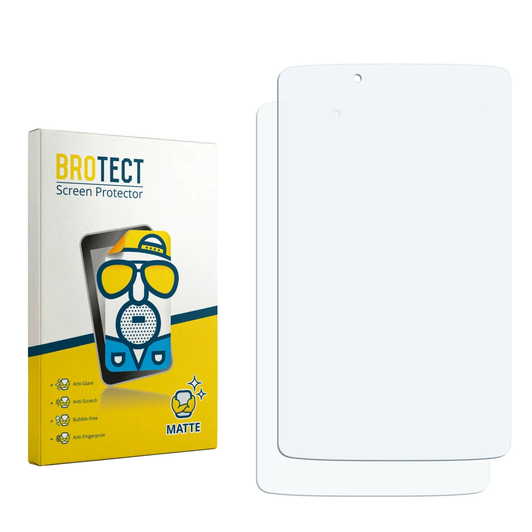 Front side of a product packaging with the brand logo BROTECT. Next to it is the corresponding screen protector.