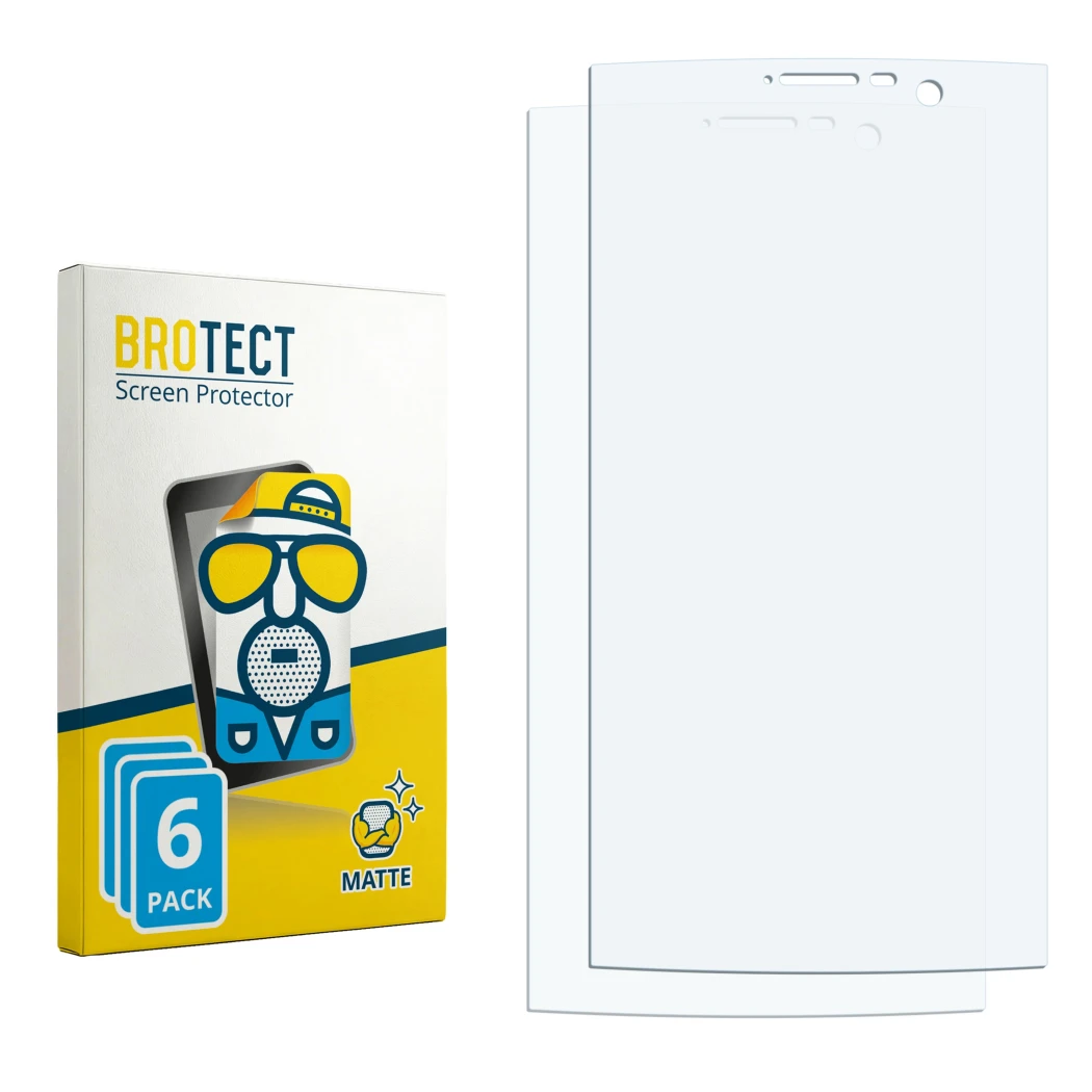 Front side of a product packaging with the brand logo BROTECT. Next to it is the corresponding screen protector.